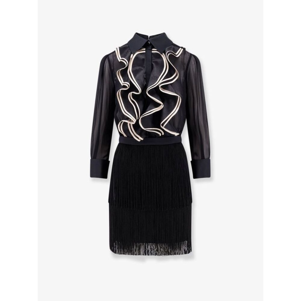 Elisabetta Franchi Women Viscose Dress With Ruffles And Fringe